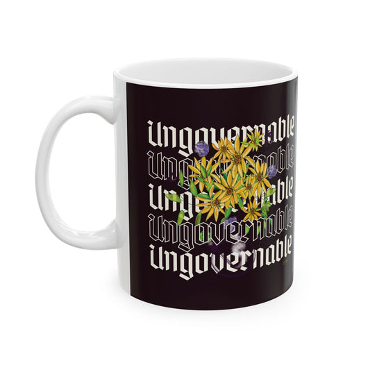 Ungovernable Flowers Dark Ceramic Mug, (11oz, 15oz)