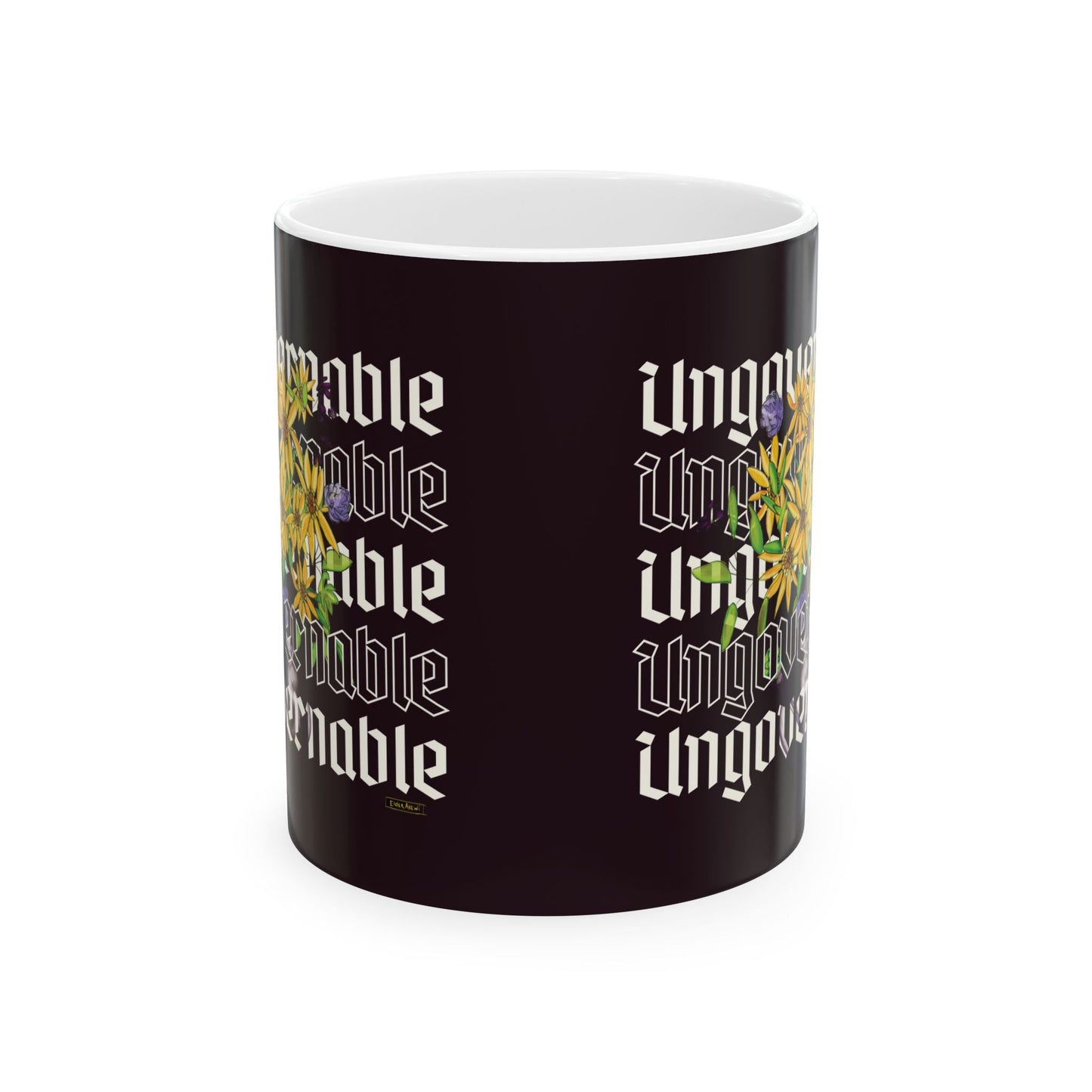 Ungovernable Flowers Dark Ceramic Mug, (11oz, 15oz)